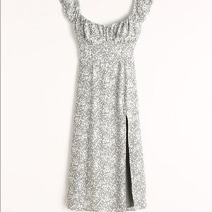 Abercrombie & Fitch Green Floral Midi Dress Feminine Coquette Milkmaid‎ Size MT